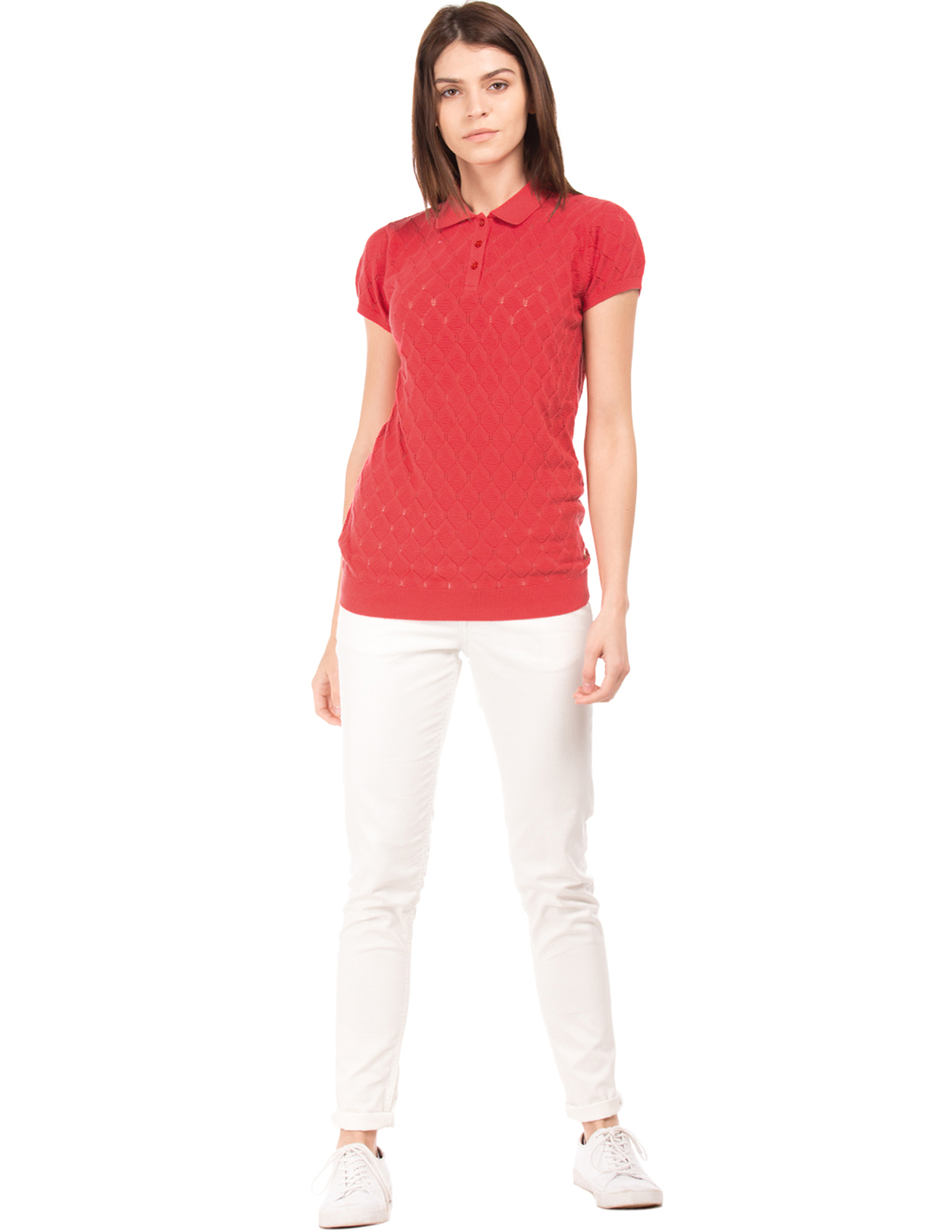 U.S.Polo Assn. Women's Half Sleeve Slim Fit Red Polo T-Shirt
